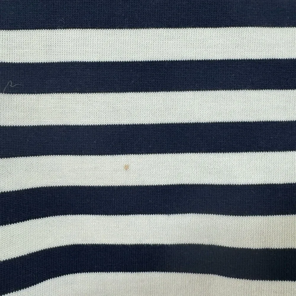 Tory Burch Medium Robinson Striped Shirt Short Sleeve Nautical Womens